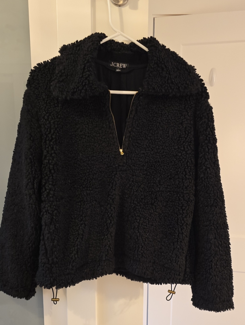J. Crew Sherpa Half Zip Sweater, black, size small